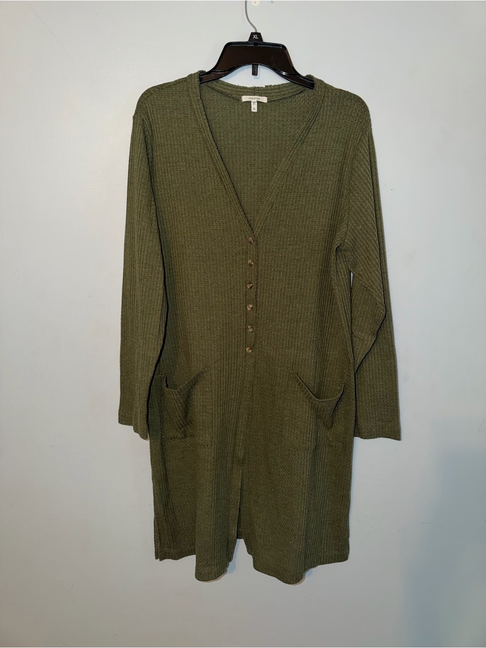 Maurices Olive Green Waffle Knit Cardigan
